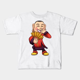 Man With Chinese Smiling Mask Kids T-Shirt